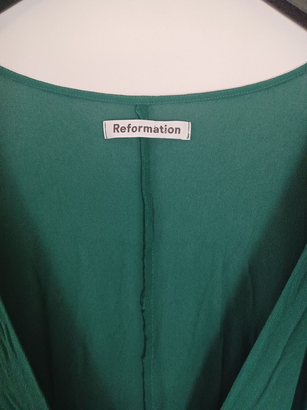 Reformation Winslow Maxi Dress Emerald 1X Wrap French Style Sustainable Wedding - Picture 3 of 7